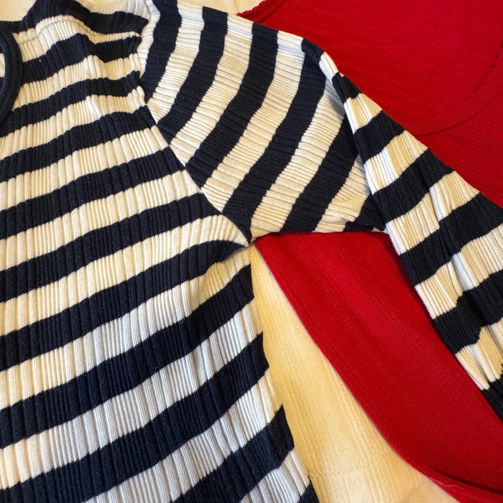Doen Paola Tee, XS, Navy and Cream Stripe,  Ribbed Long Sleeve Henley - Picture 3 of 8